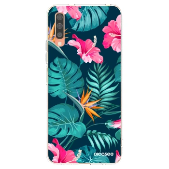 Picasee διαφανής θήκη σιλικόνης Samsung Galaxy A70 A705F - Pink Monstera