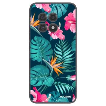 Picasee Μαύρη θήκη σιλικόνης για OnePlus 13R 5G - Pink Monstera