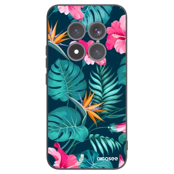 Picasee Μαύρη θήκη σιλικόνης για Xiaomi Redmi Note 15 Pro+ - Pink Monstera