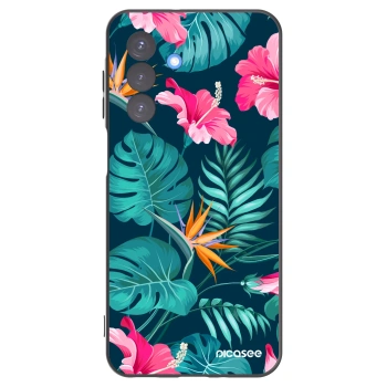 Picasee Μαύρη θήκη σιλικόνης για Samsung Galaxy A17 5G - Pink Monstera