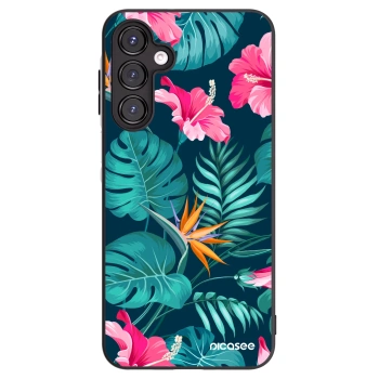 Picasee Μαύρη θήκη σιλικόνης για Samsung Galaxy A16 4G - Pink Monstera