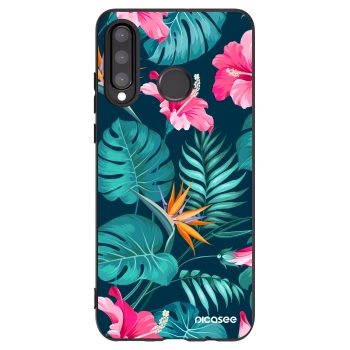 Picasee Μαύρη θήκη σιλικόνης για Huawei P30 Lite - Pink Monstera