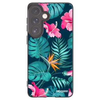 Picasee Μαύρη θήκη σιλικόνης για Samsung Galaxy S26+ - Pink Monstera