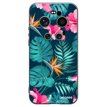 Picasee Μαύρη θήκη σιλικόνης για Xiaomi 17 Ultra - Pink Monstera