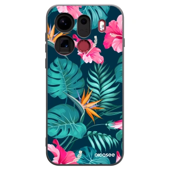 Picasee Μαύρη θήκη σιλικόνης για OPPO Find X9 Pro - Pink Monstera