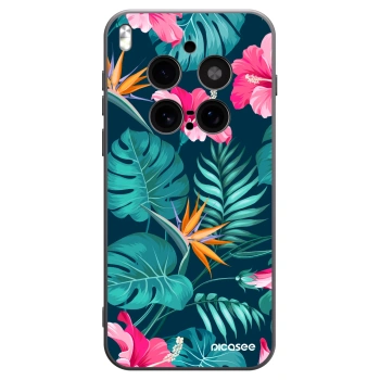 Picasee Μαύρη θήκη σιλικόνης για Vivo X300 Pro - Pink Monstera