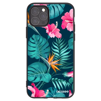 Picasee Μαύρη θήκη σιλικόνης για Apple iPhone 11 Pro - Pink Monstera