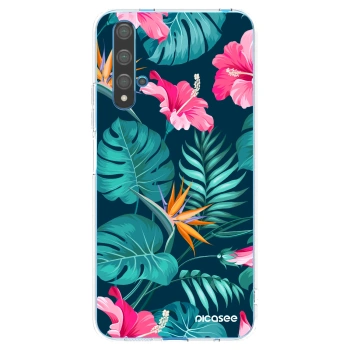 Picasee διαφανής θήκη σιλικόνης Huawei Nova 5T - Pink Monstera