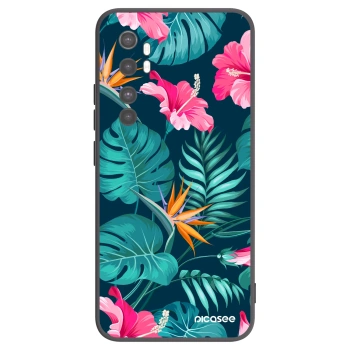 Picasee Μαύρη θήκη σιλικόνης για Xiaomi Mi Note 10 Lite - Pink Monstera