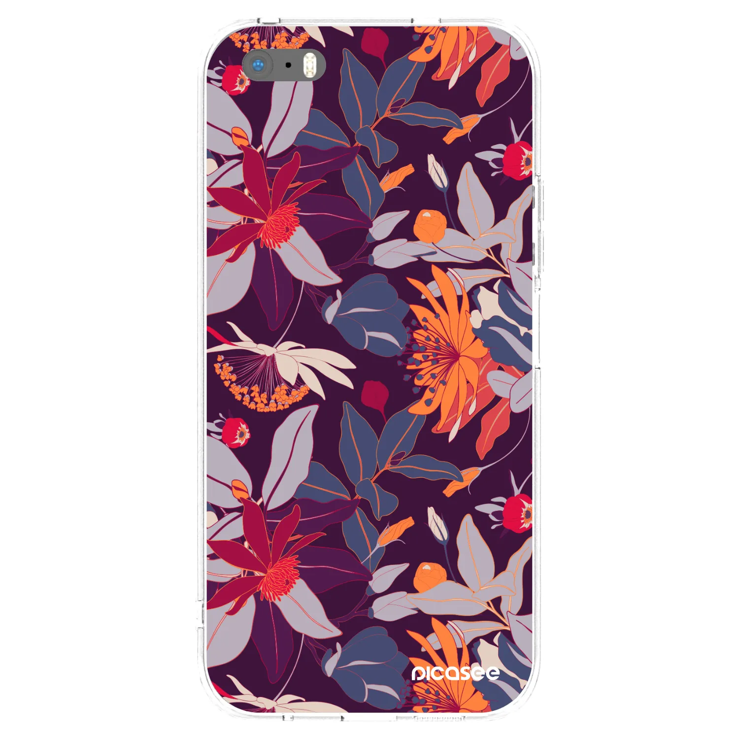 Picasee διαφανής θήκη σιλικόνης Apple iPhone 5/5S/SE - Purple Leaf