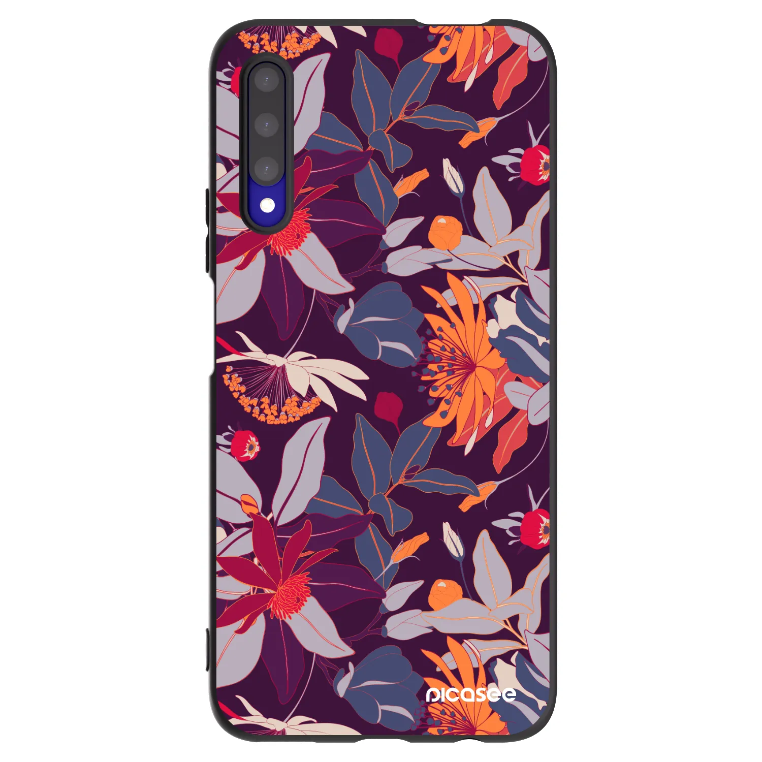 Picasee Μαύρη θήκη σιλικόνης για Honor 9X Pro - Purple Leaf