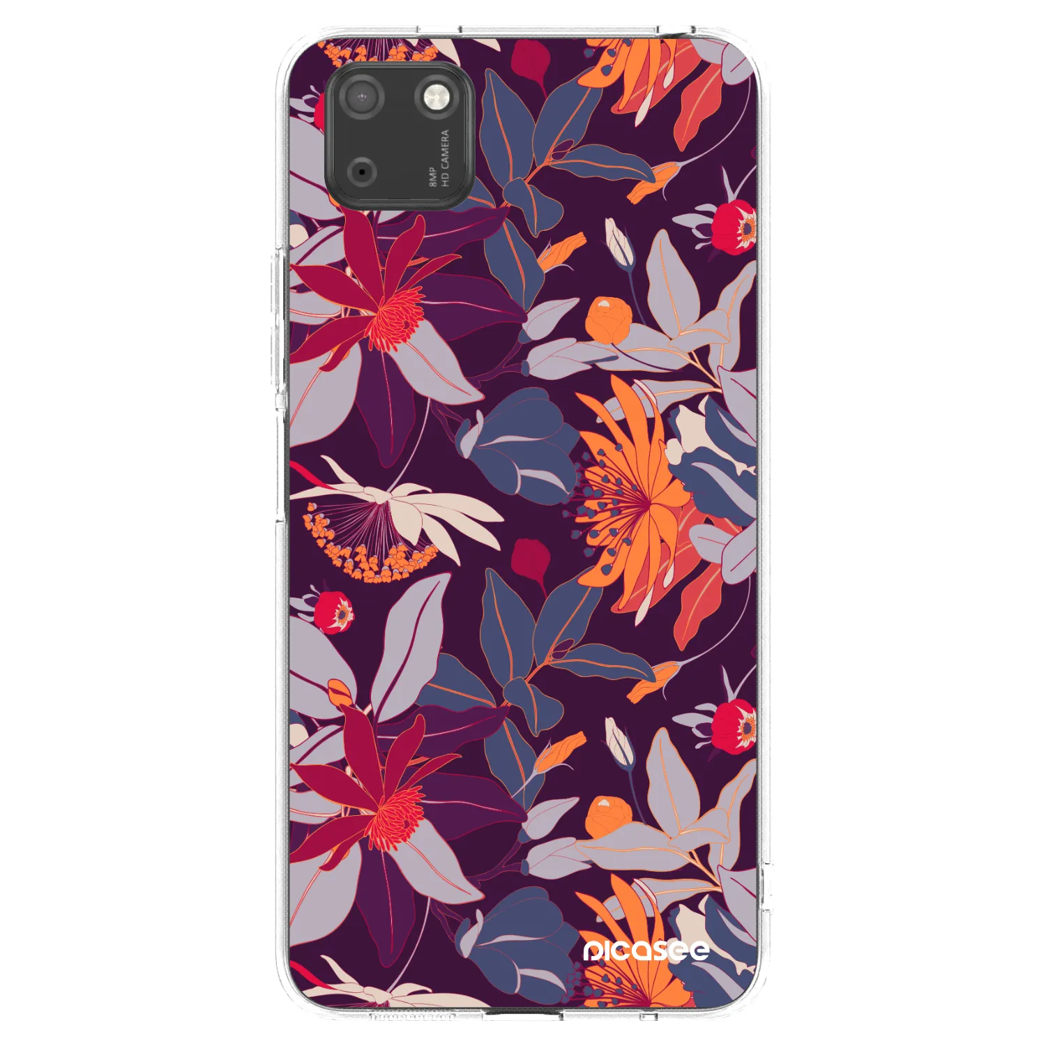 Picasee διαφανής θήκη σιλικόνης Huawei Y5P - Purple Leaf