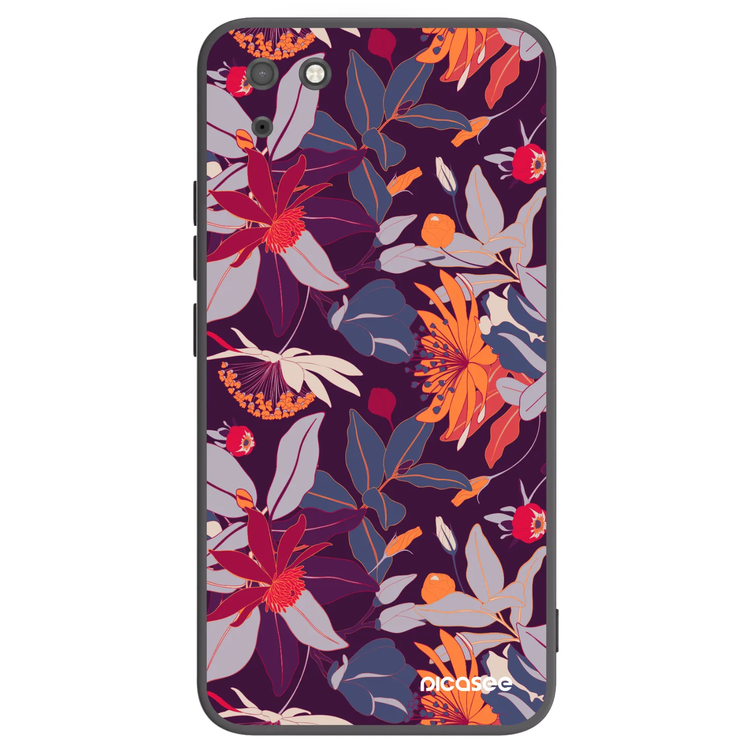 Picasee Μαύρη θήκη σιλικόνης για Huawei Y5P - Purple Leaf