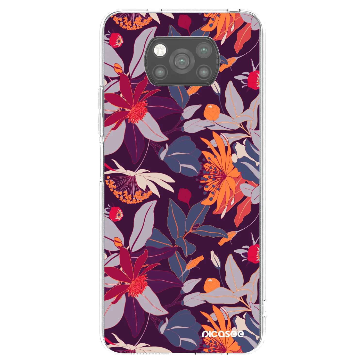 Picasee Μαύρη θήκη σιλικόνης για Xiaomi Poco X3 - Purple Leaf