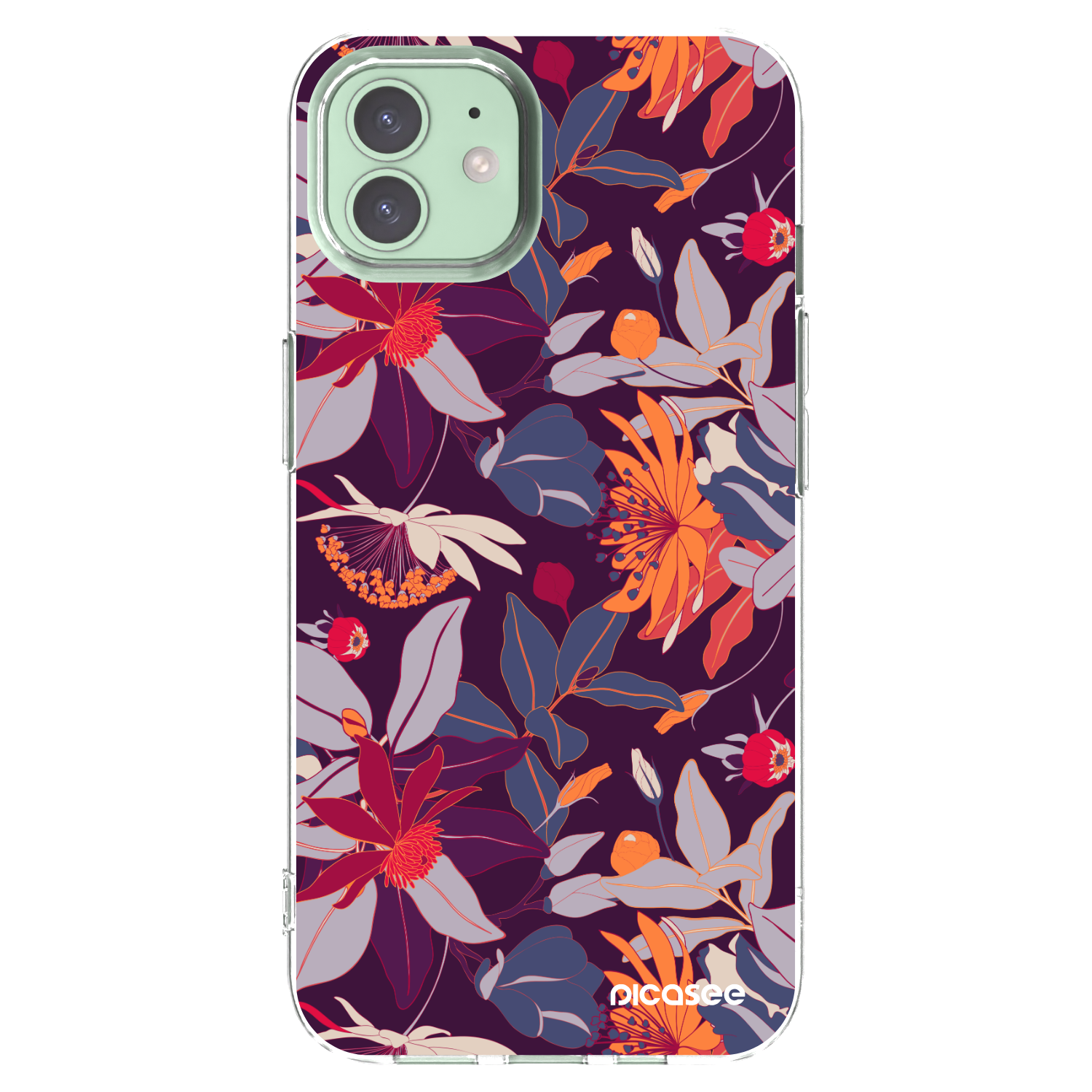 Picasee διαφανής θήκη σιλικόνης Apple iPhone 12 - Purple Leaf