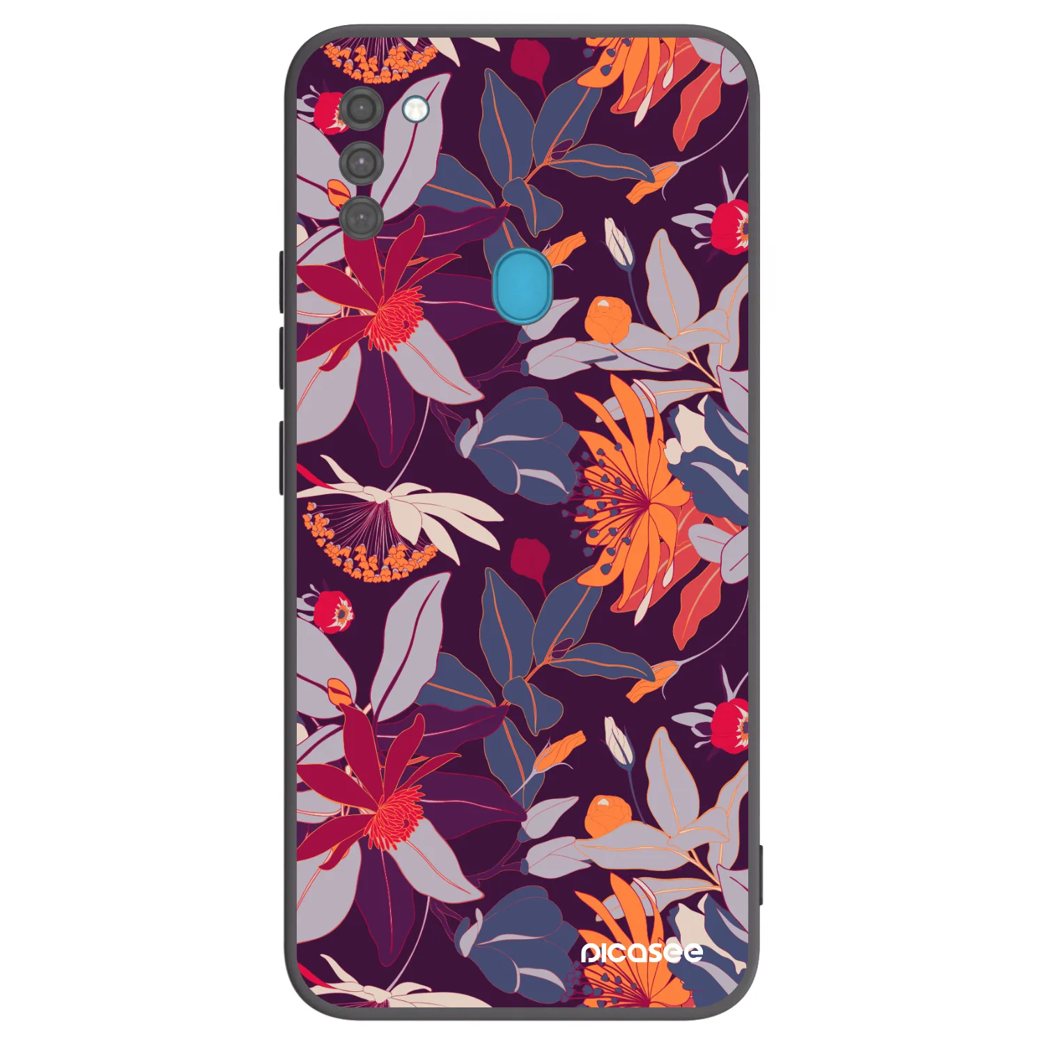Picasee Μαύρη θήκη σιλικόνης για Samsung Galaxy M11 - Purple Leaf