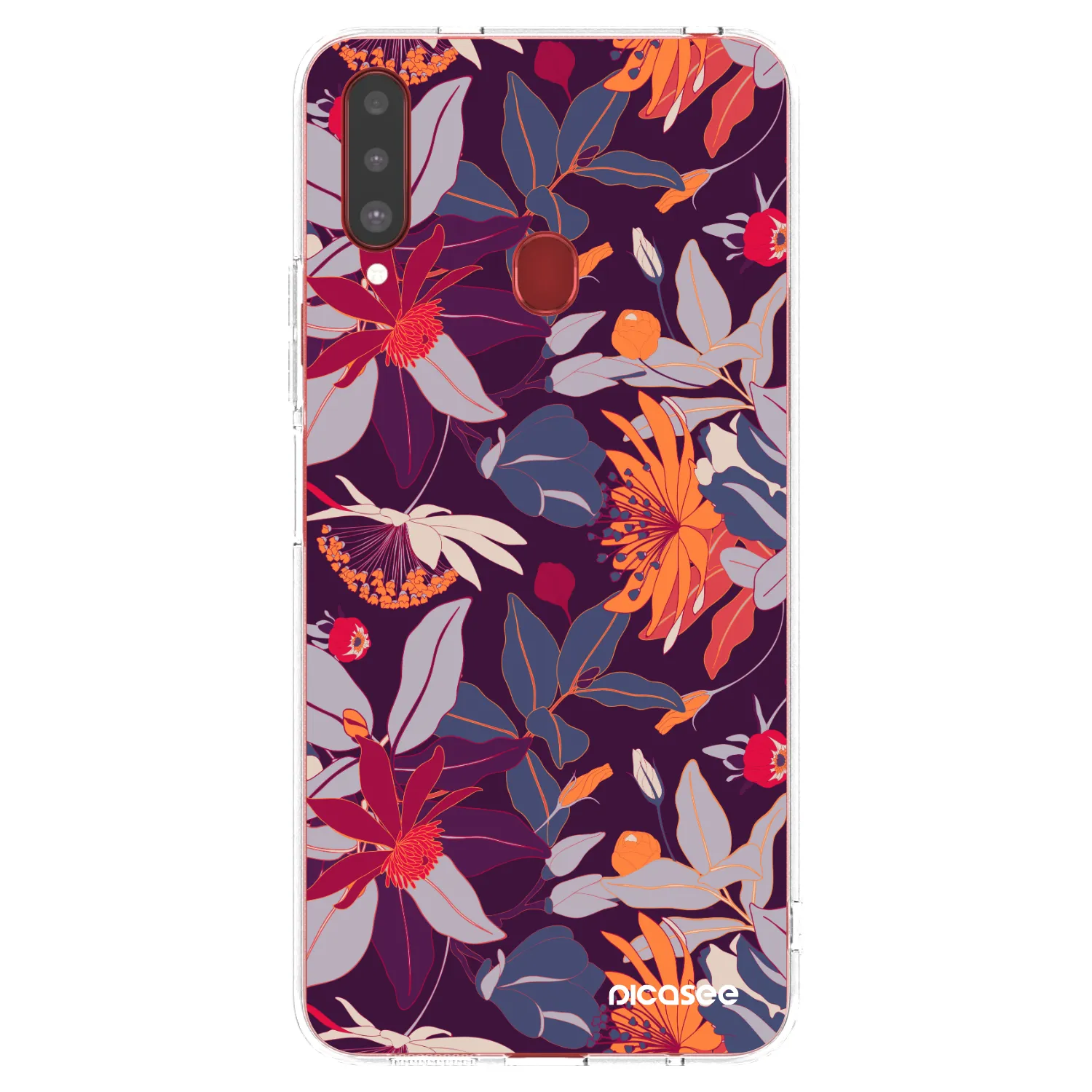 Picasee διαφανής θήκη σιλικόνης Samsung Galaxy A20s - Purple Leaf
