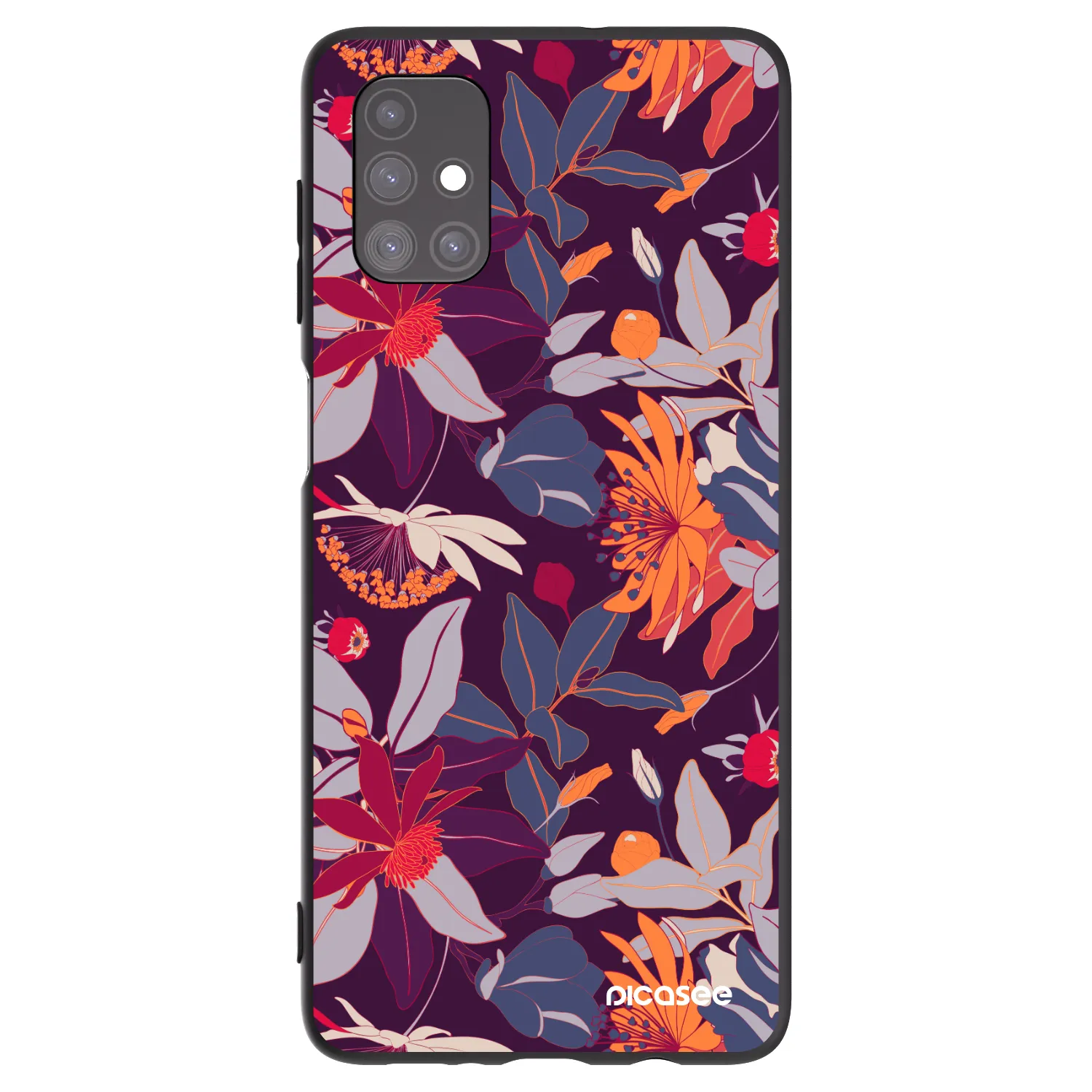 Picasee Μαύρη θήκη σιλικόνης για Samsung Galaxy M51 M515F - Purple Leaf