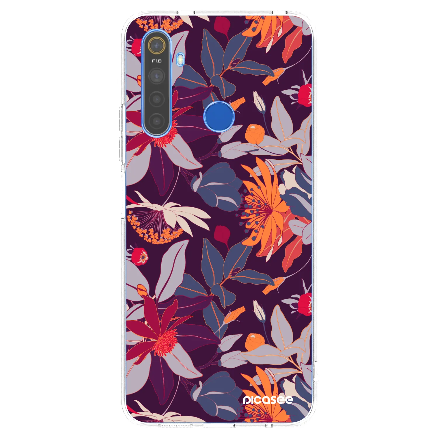Picasee διαφανής θήκη σιλικόνης Realme 5 - Purple Leaf