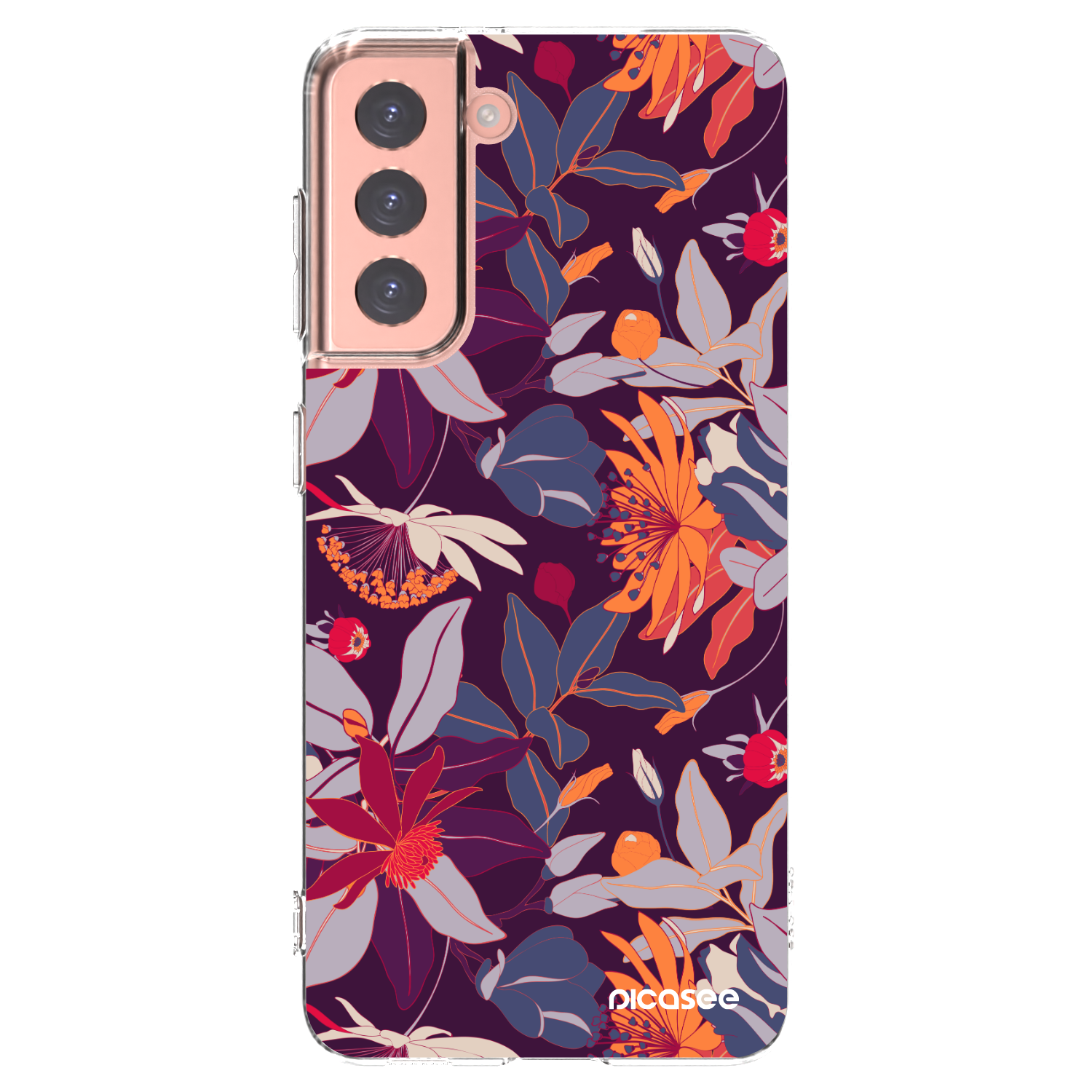 Picasee διαφανής θήκη σιλικόνης Samsung Galaxy S21 5G G991B - Purple Leaf
