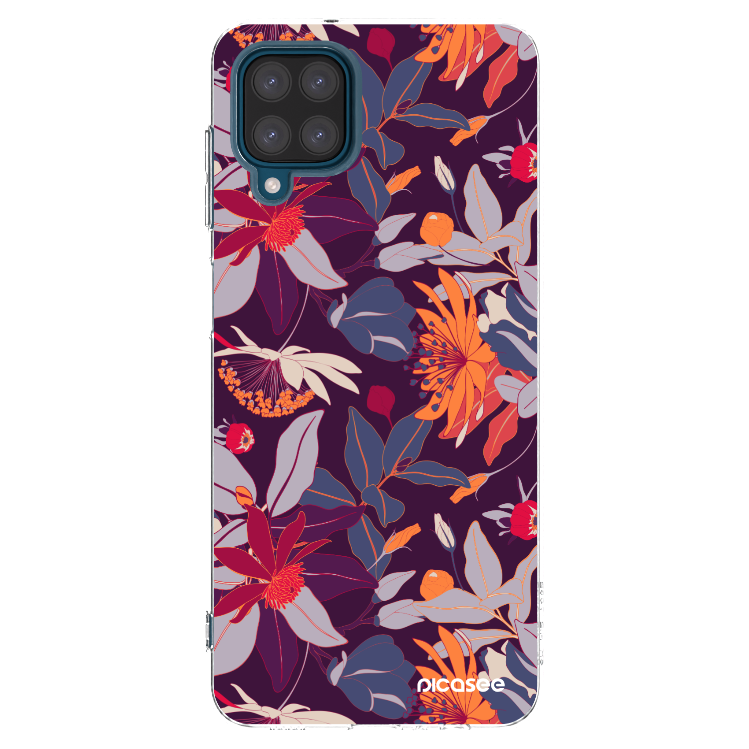 Picasee διαφανής θήκη σιλικόνης Samsung Galaxy A12 A125F - Purple Leaf