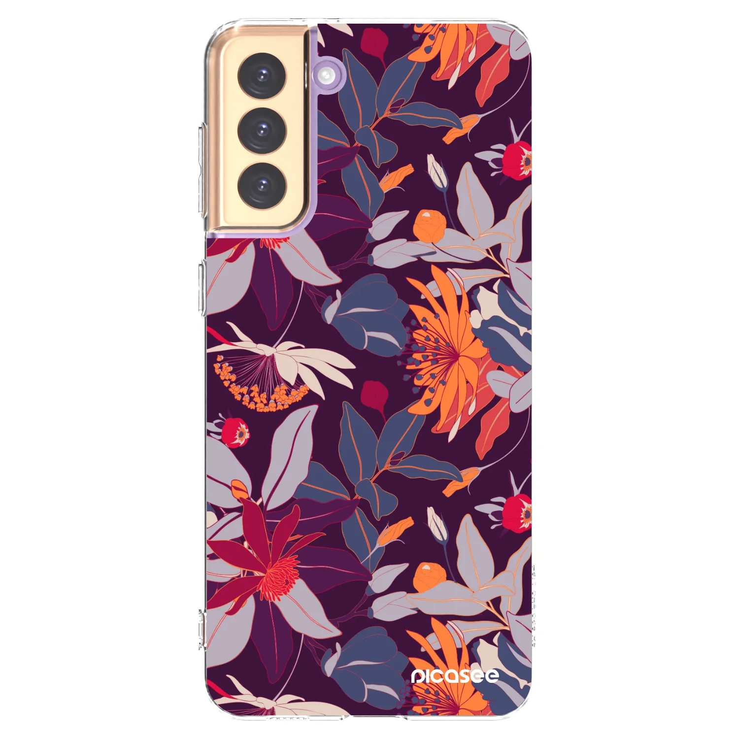 Picasee διαφανής θήκη σιλικόνης Samsung Galaxy S21+ 5G G996F - Purple Leaf