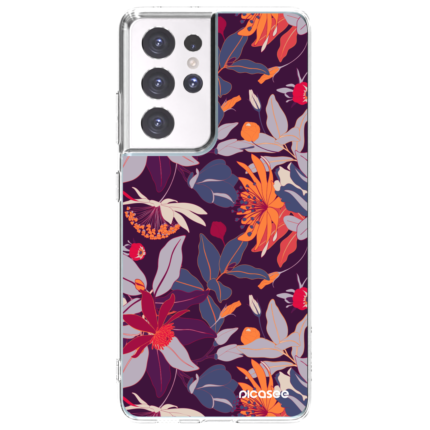 Picasee διαφανής θήκη σιλικόνης Samsung Galaxy S21 Ultra 5G G998B - Purple Leaf