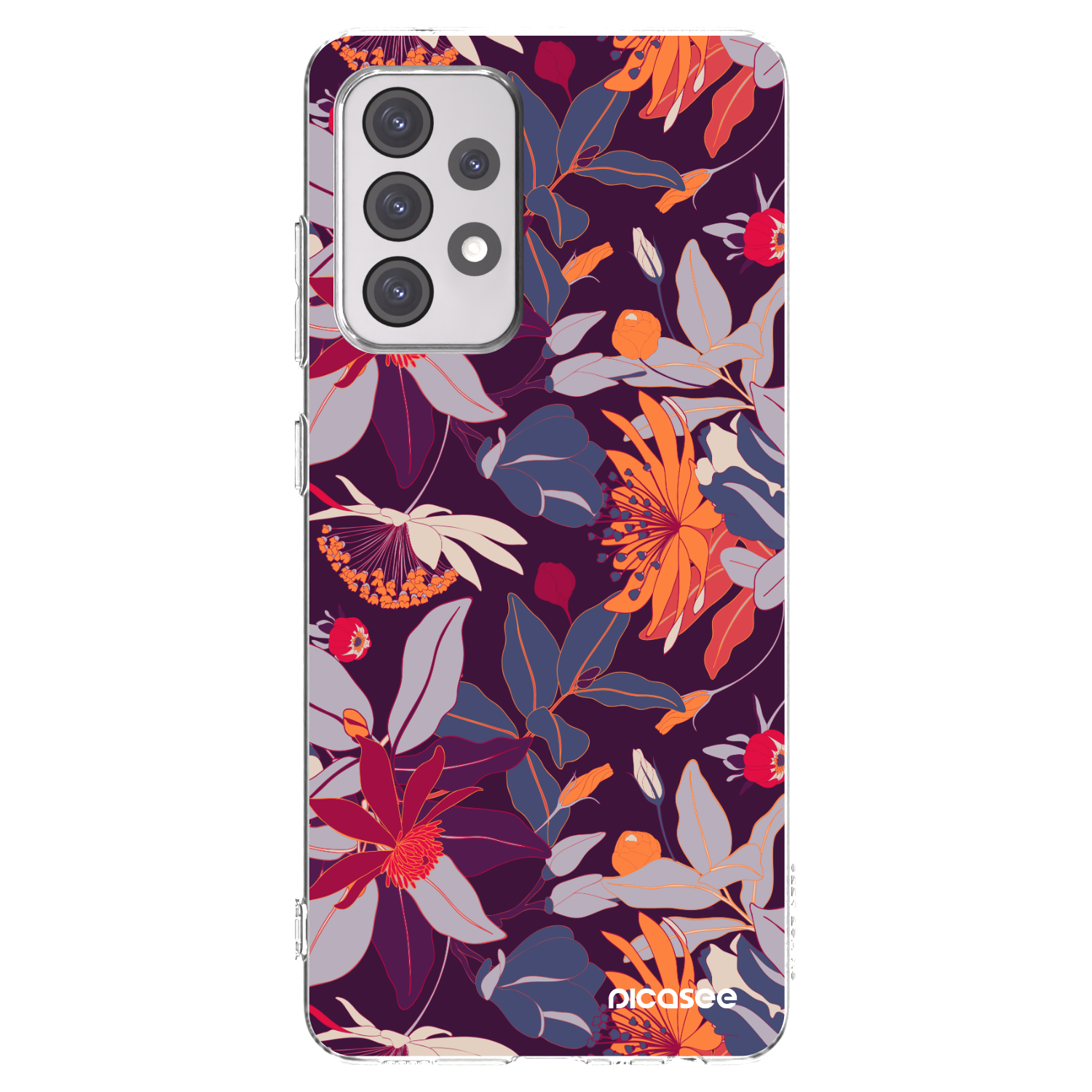 Picasee διαφανής θήκη σιλικόνης Samsung Galaxy A52 5G A525F - Purple Leaf