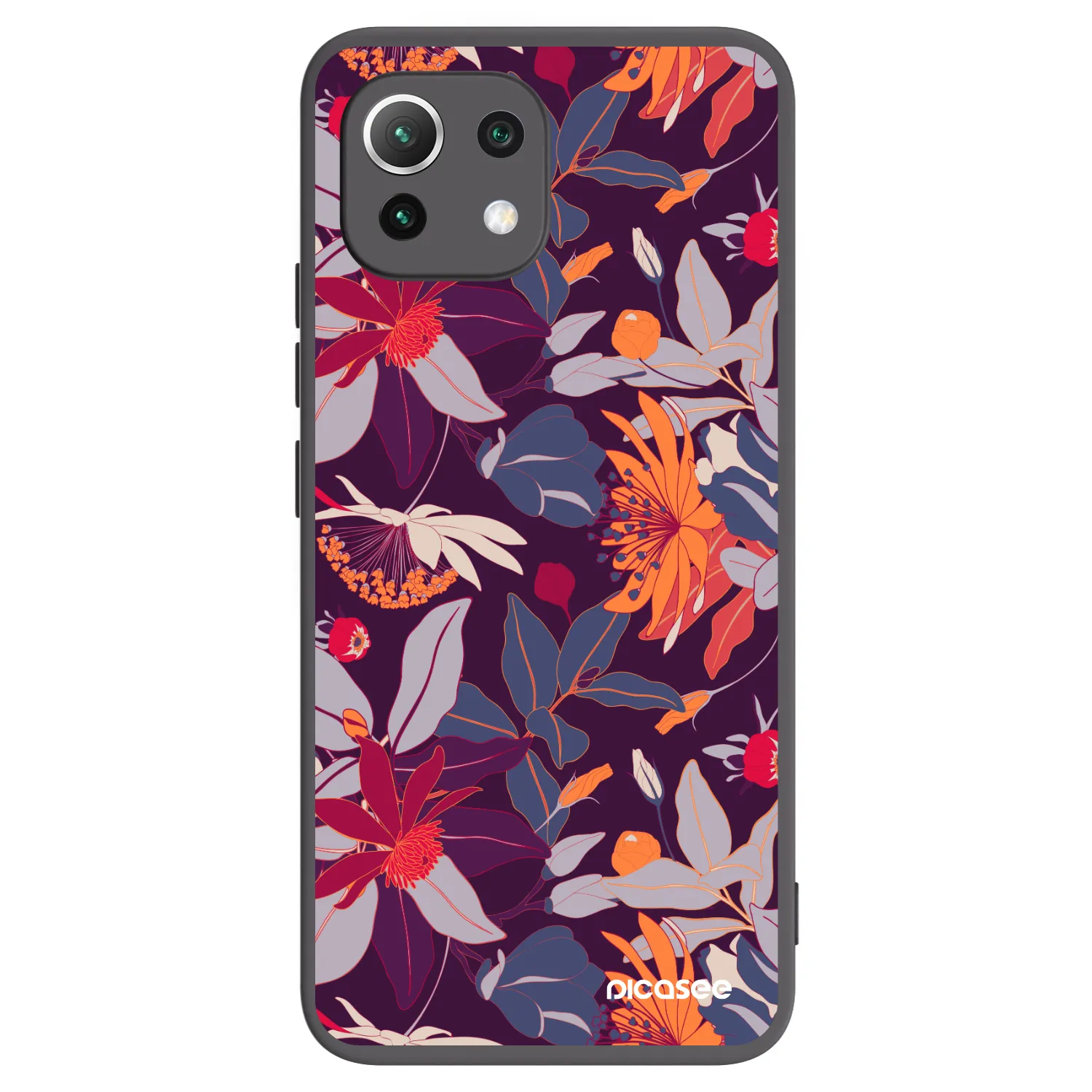 Picasee Μαύρη θήκη σιλικόνης για Xiaomi Mi 11 Lite - Purple Leaf