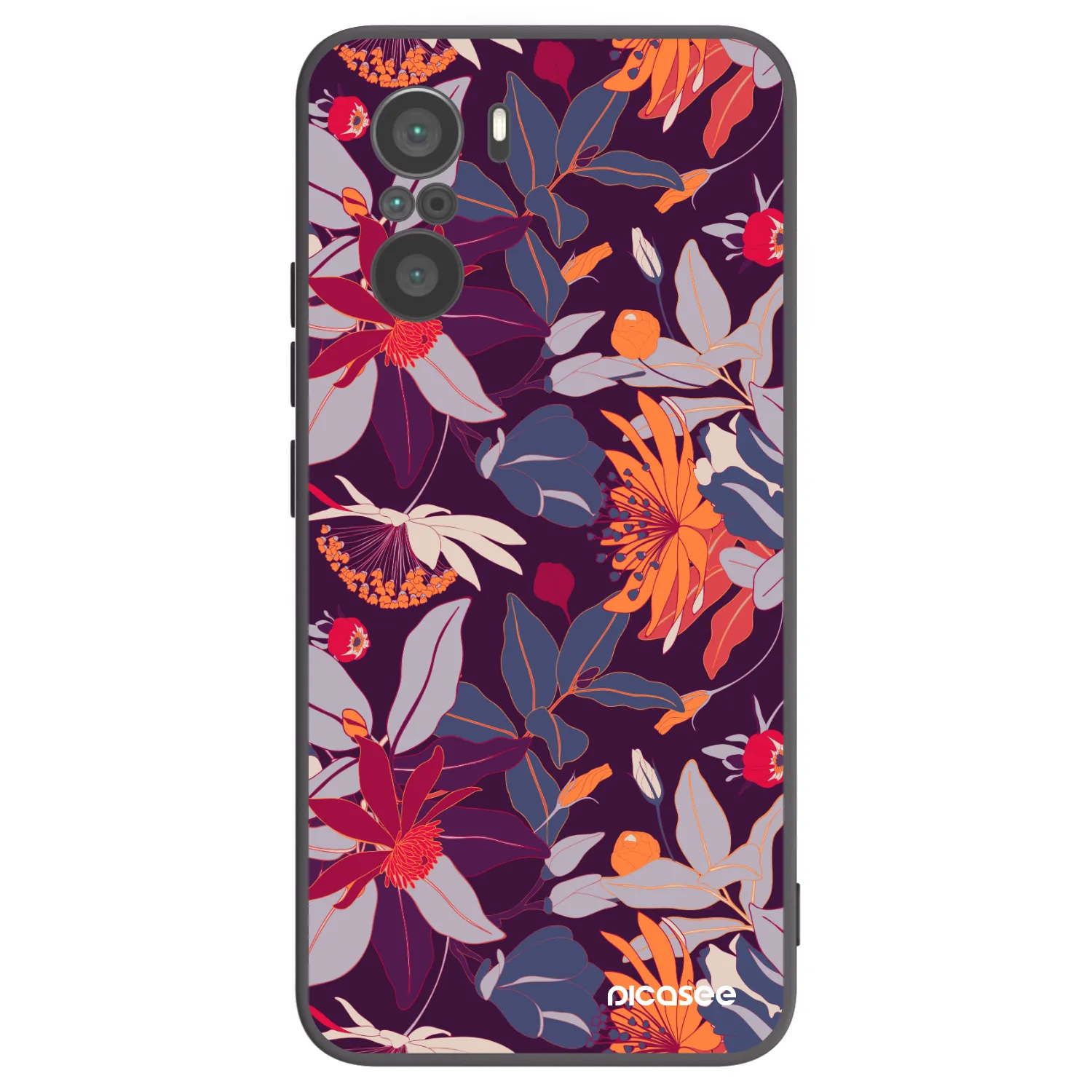 Picasee Μαύρη θήκη σιλικόνης για Xiaomi Poco F3 - Purple Leaf
