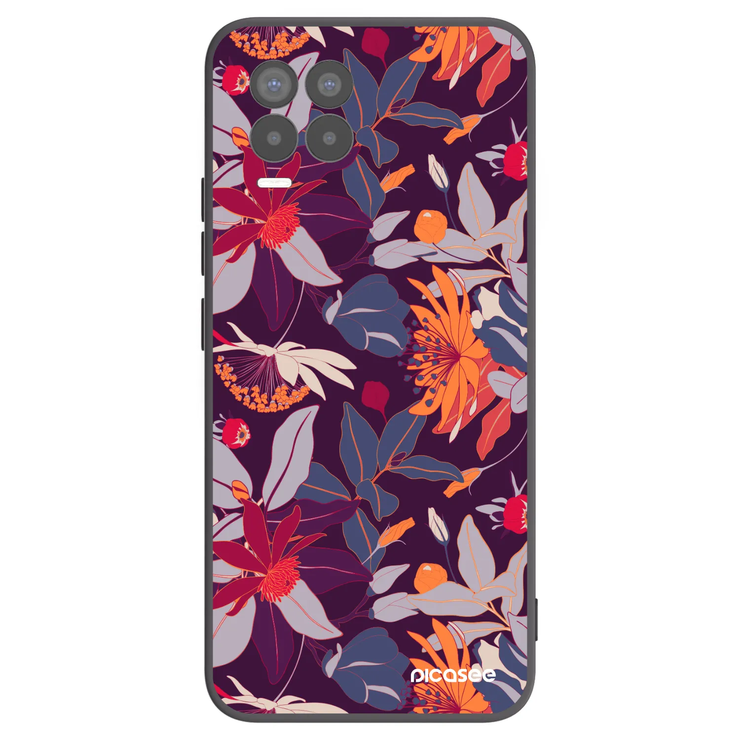 Picasee Μαύρη θήκη σιλικόνης για Realme 8 Pro - Purple Leaf