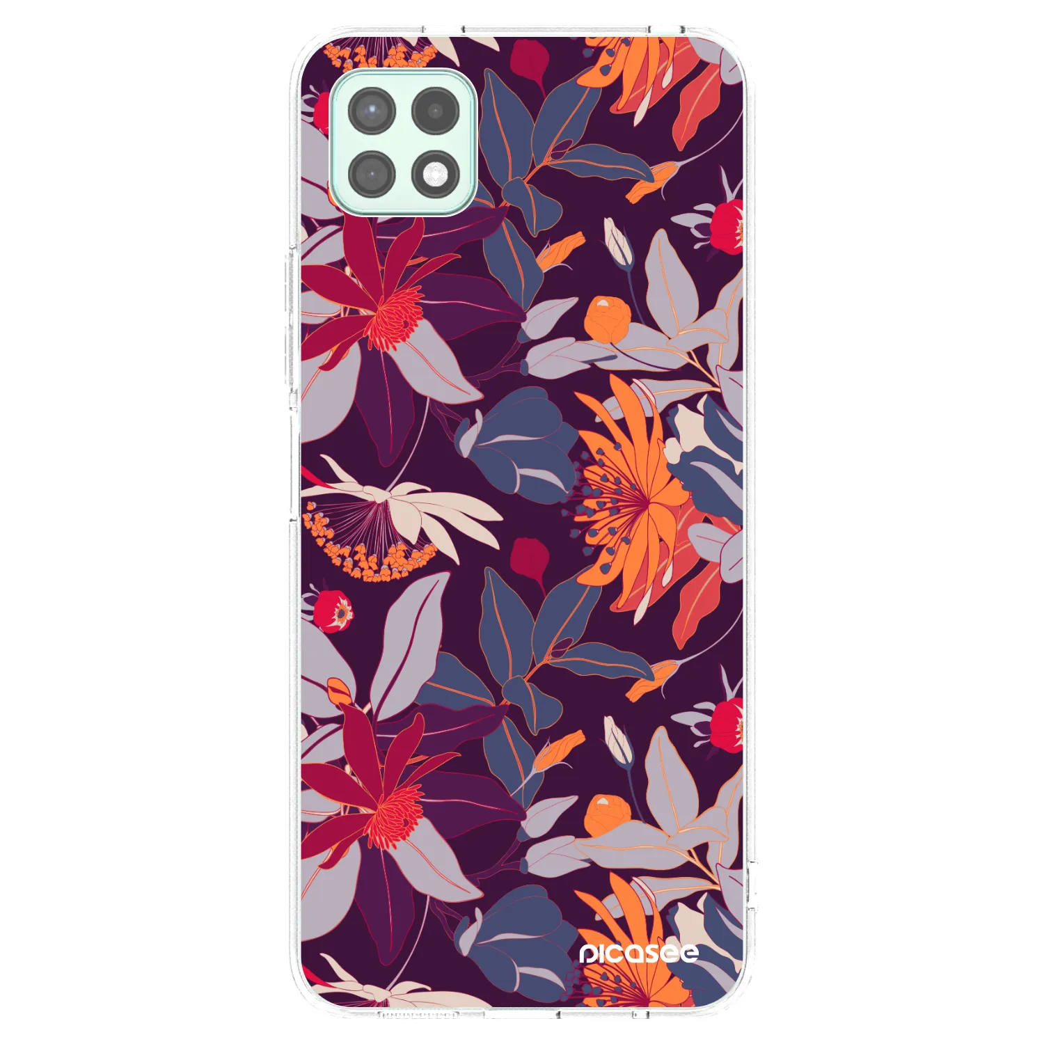 Picasee διαφανής θήκη σιλικόνης Samsung Galaxy A22 A226B 5G - Purple Leaf