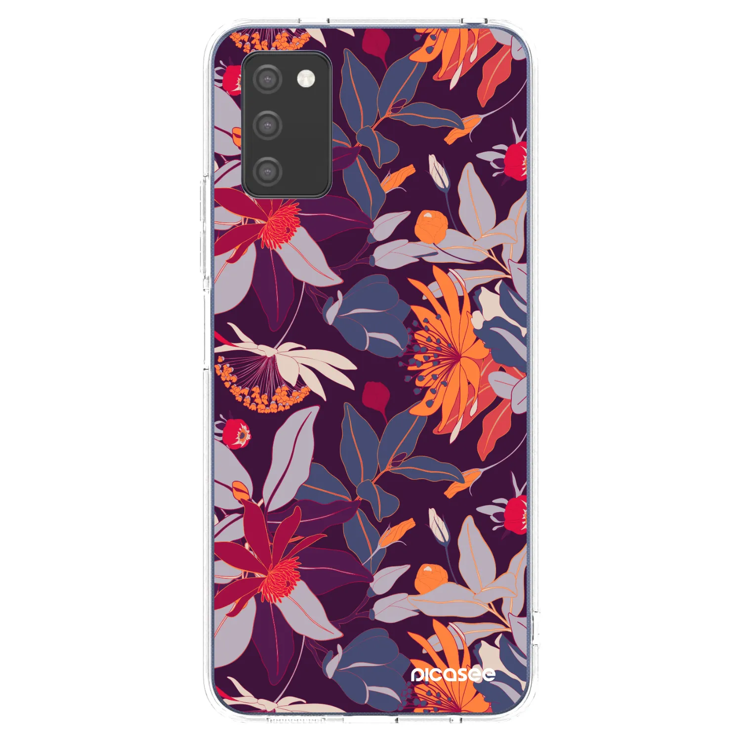 Picasee διαφανής θήκη σιλικόνης Samsung Galaxy A02s A025G - Purple Leaf