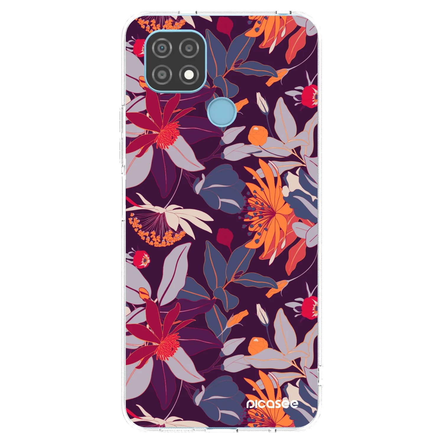 Picasee διαφανής θήκη σιλικόνης Realme C21 - Purple Leaf