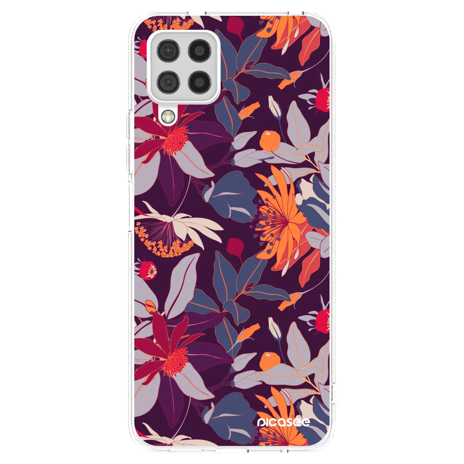 Picasee διαφανής θήκη σιλικόνης Samsung Galaxy A22 A225F 4G - Purple Leaf
