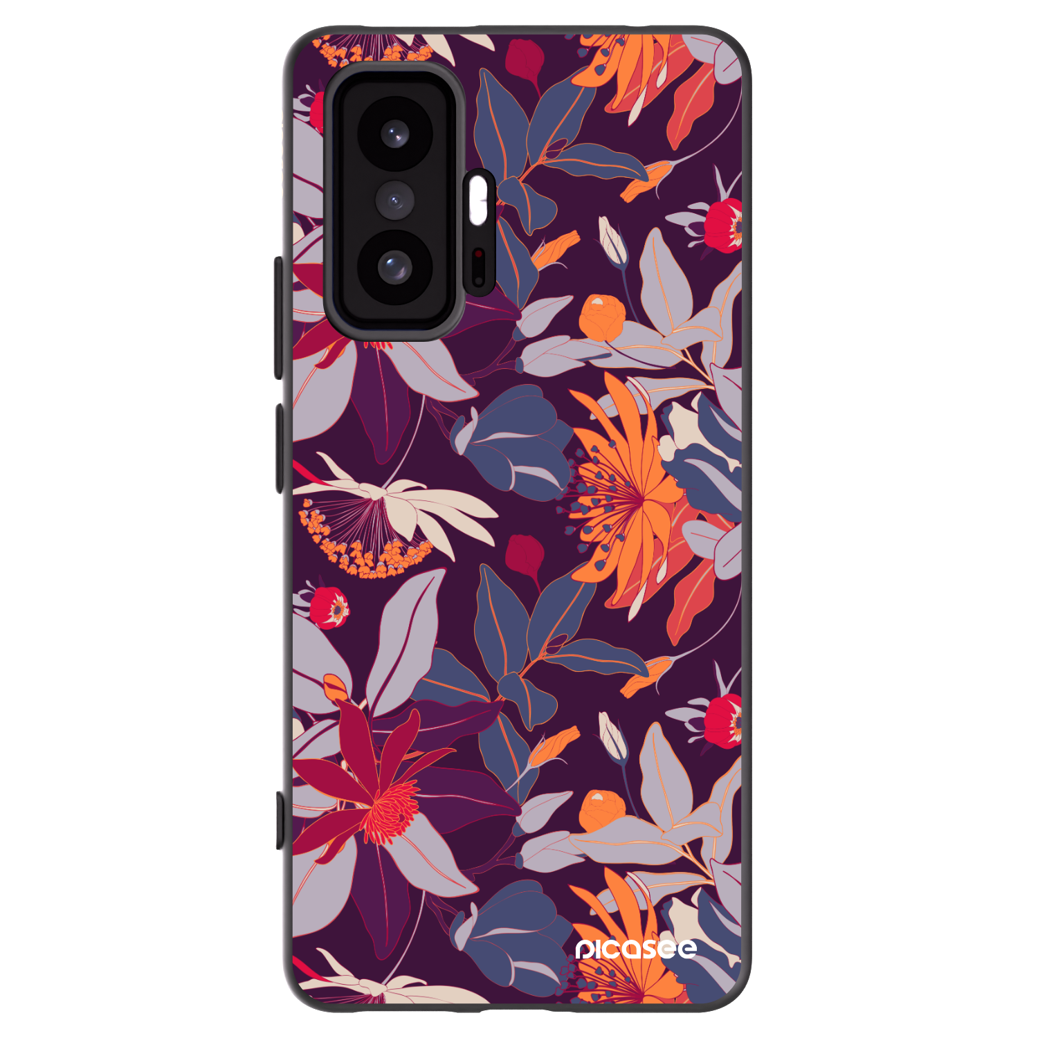 Picasee Μαύρη θήκη σιλικόνης για Xiaomi 11T Pro - Purple Leaf