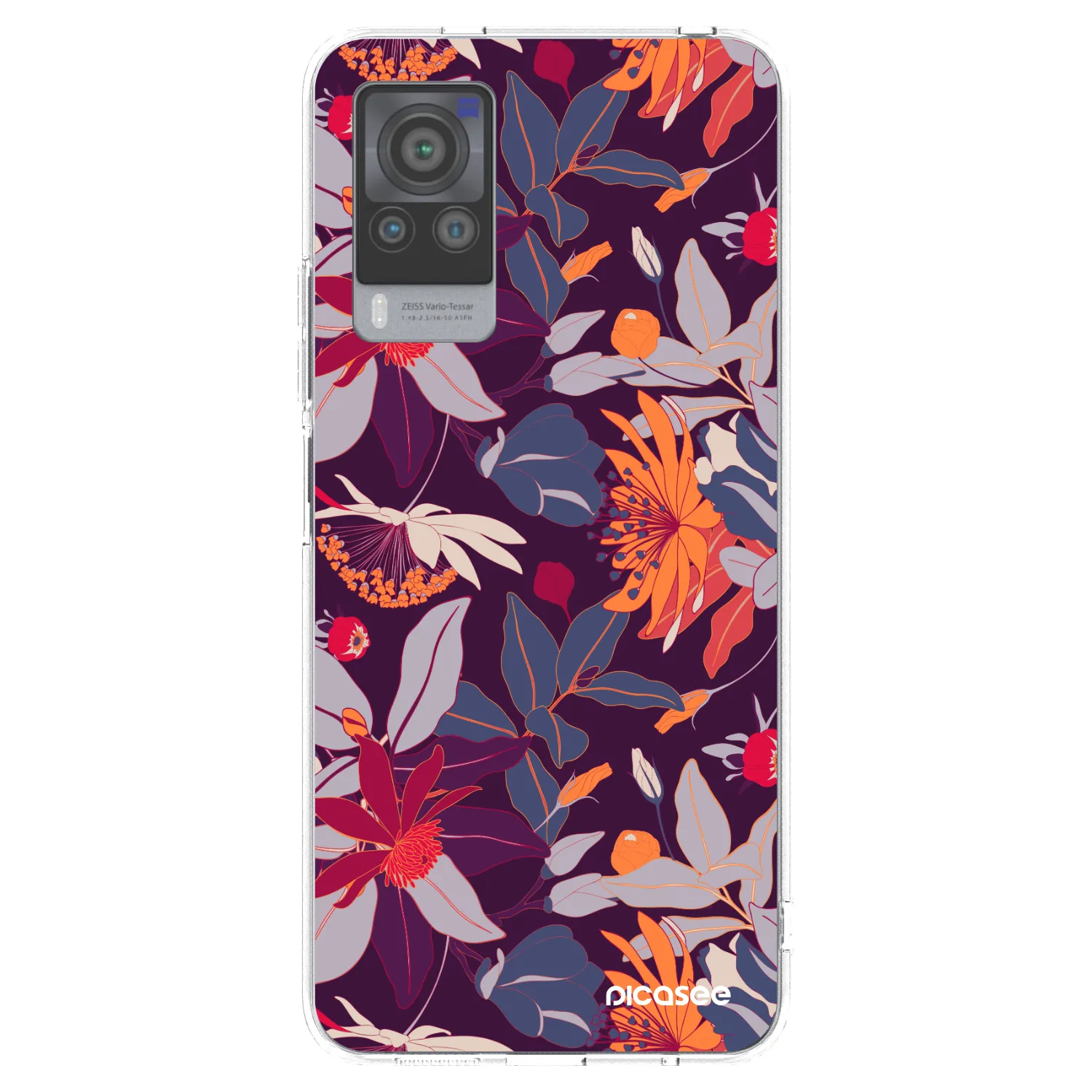 Picasee διαφανής θήκη σιλικόνης Vivo X60 Pro 5G - Purple Leaf