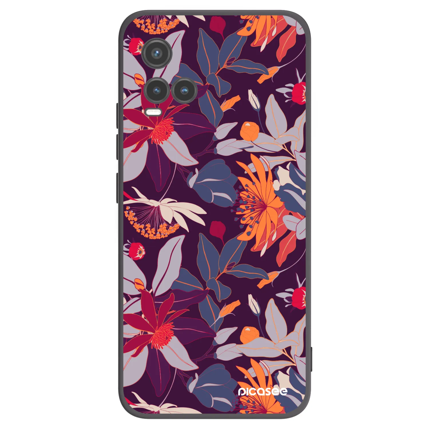 Picasee Μαύρη θήκη σιλικόνης για Vivo Y33s - Purple Leaf