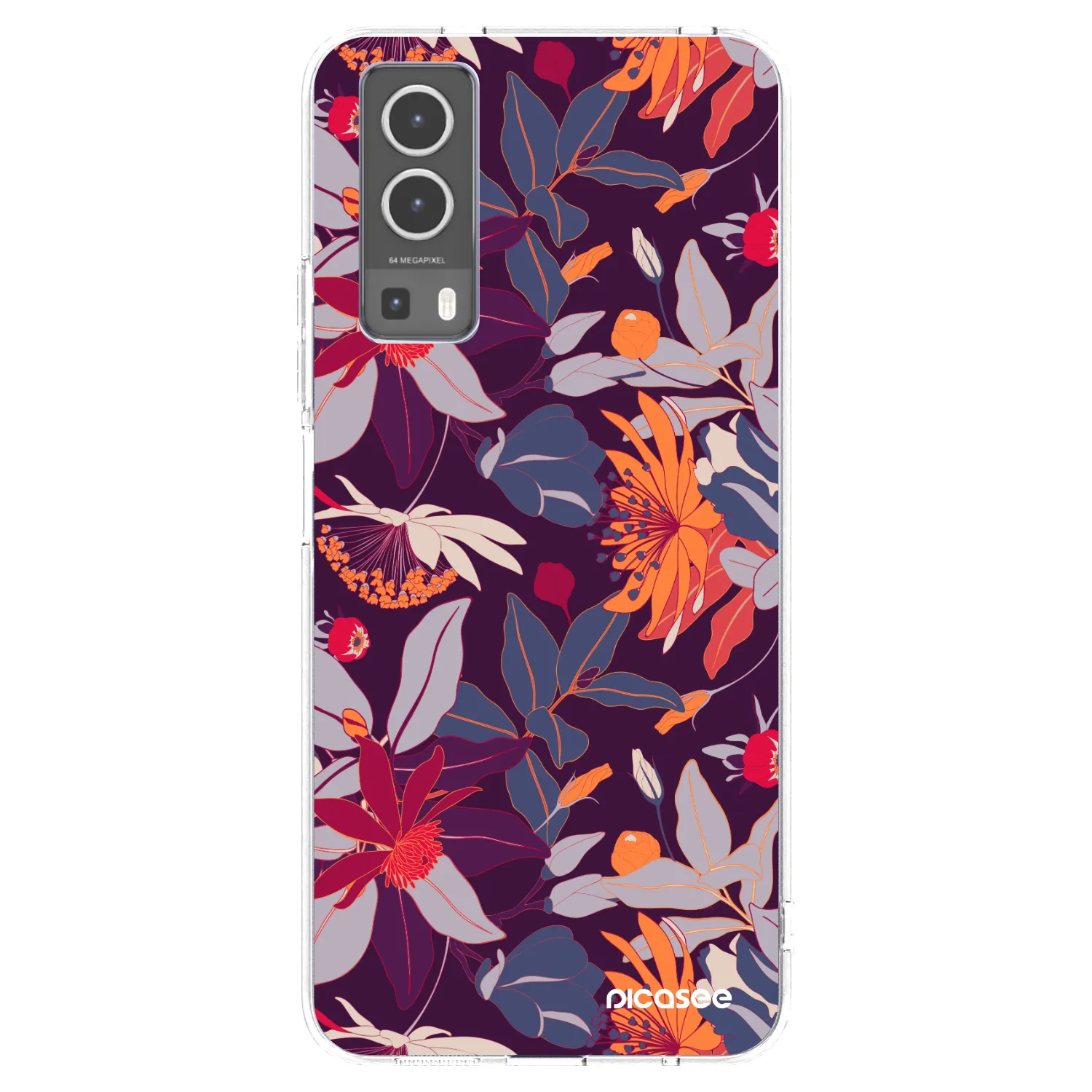 Picasee διαφανής θήκη σιλικόνης Vivo Y72 5G - Purple Leaf