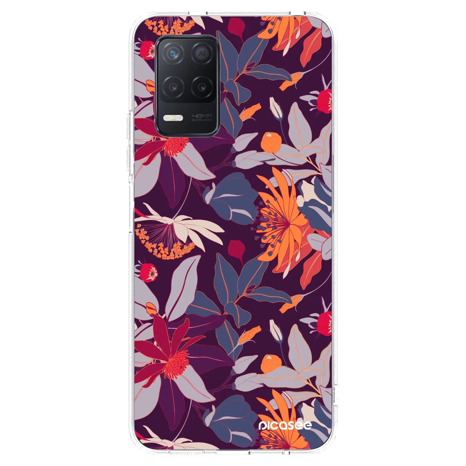 Picasee διαφανής θήκη σιλικόνης Realme 8 5G - Purple Leaf