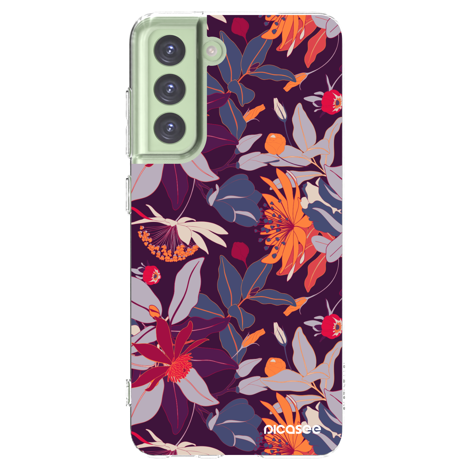 Picasee διαφανής θήκη σιλικόνης Samsung Galaxy S21 FE 5G - Purple Leaf