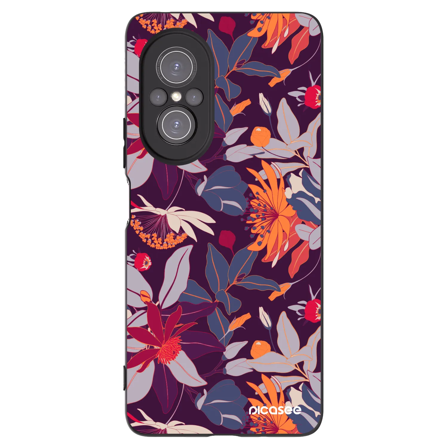 Picasee Μαύρη θήκη σιλικόνης για Huawei Nova 9 SE - Purple Leaf