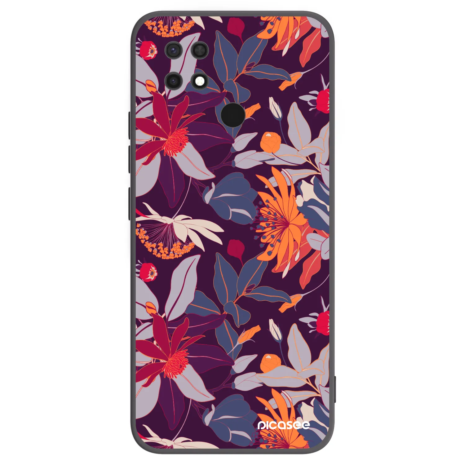 Picasee Μαύρη θήκη σιλικόνης για Xiaomi Redmi 10C - Purple Leaf