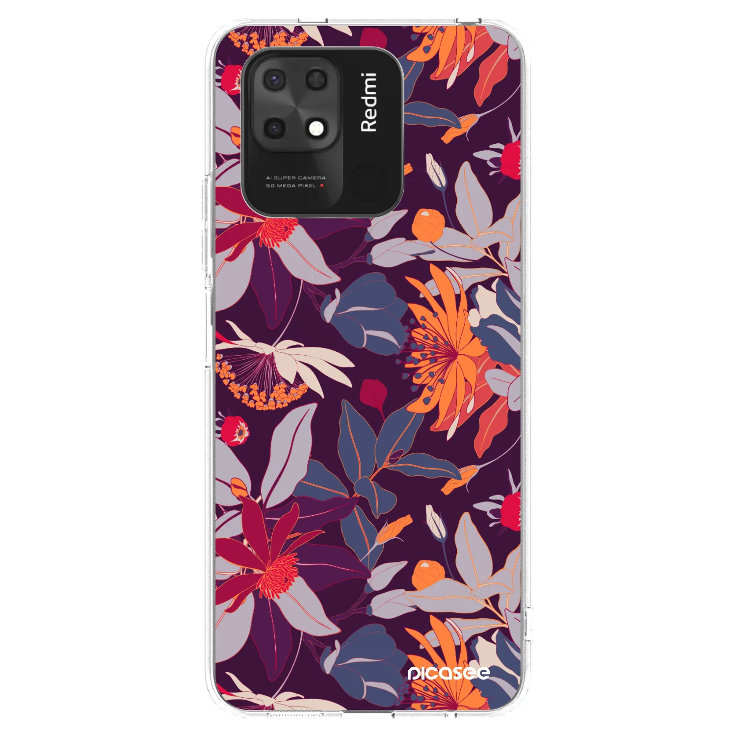 Picasee διαφανής θήκη σιλικόνης Xiaomi Redmi 10C - Purple Leaf
