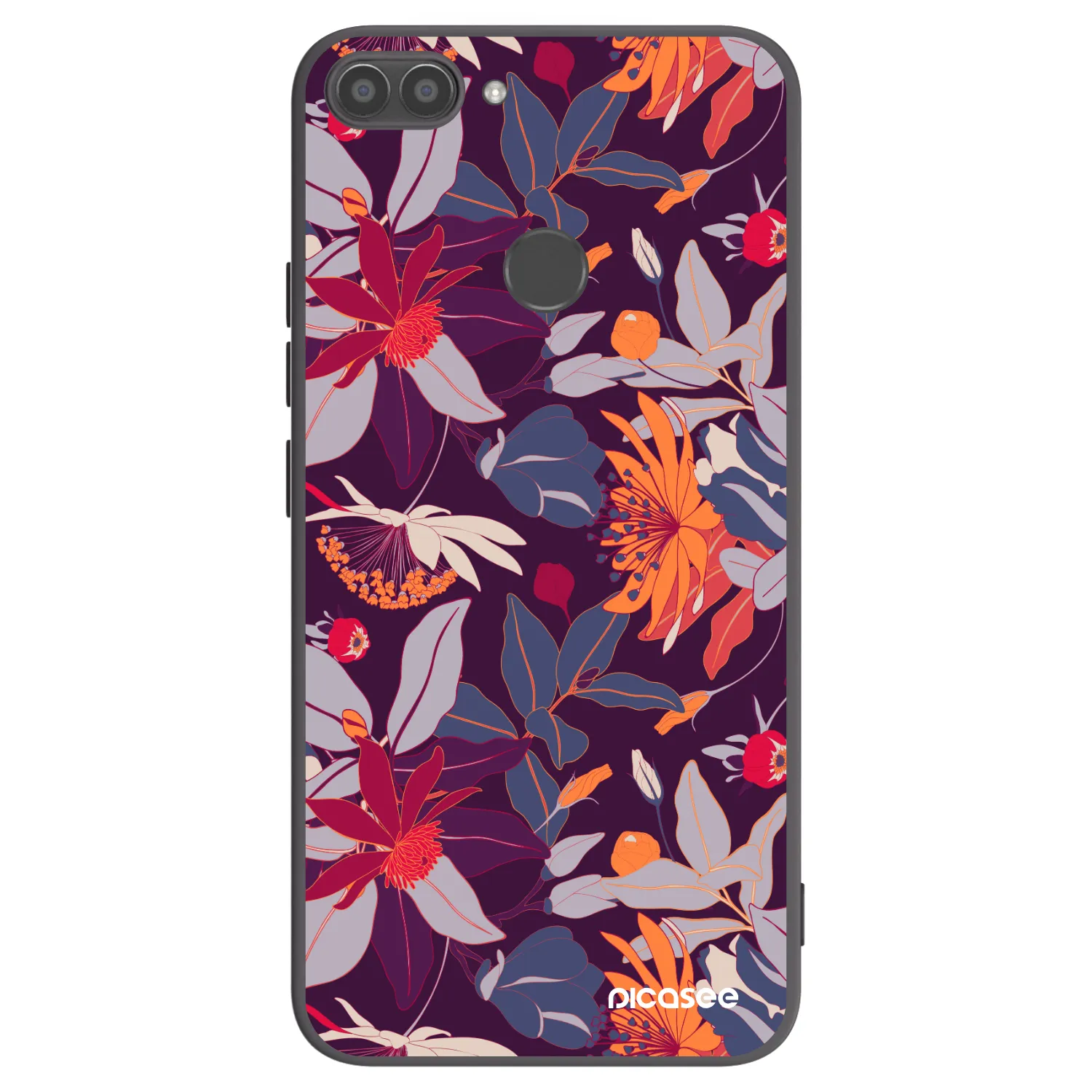 Picasee Μαύρη θήκη σιλικόνης για Huawei P Smart - Purple Leaf