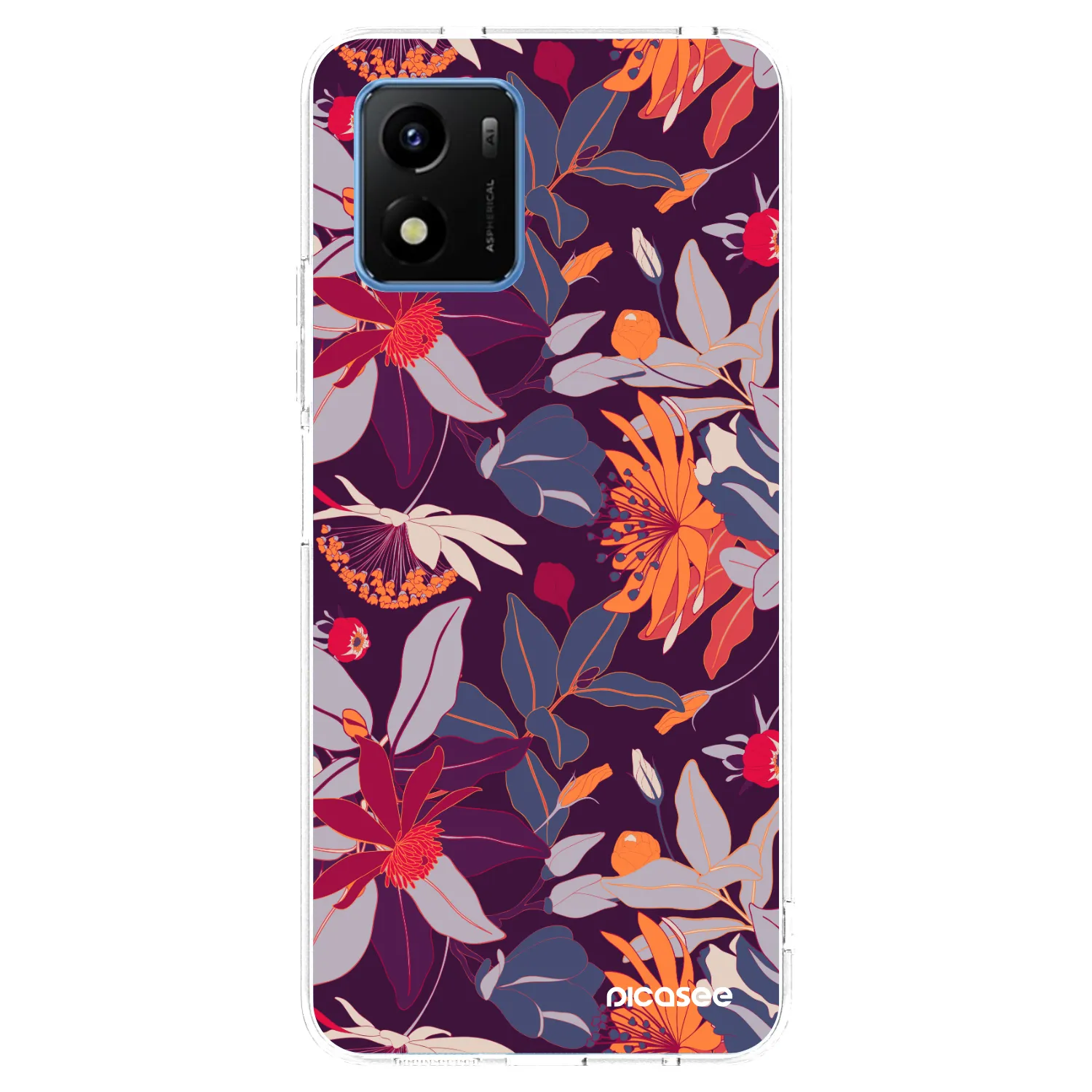 Picasee διαφανής θήκη σιλικόνης Vivo Y01 - Purple Leaf