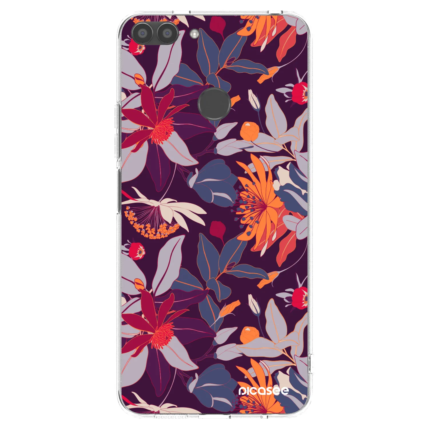 Picasee διαφανής θήκη σιλικόνης Huawei P Smart - Purple Leaf