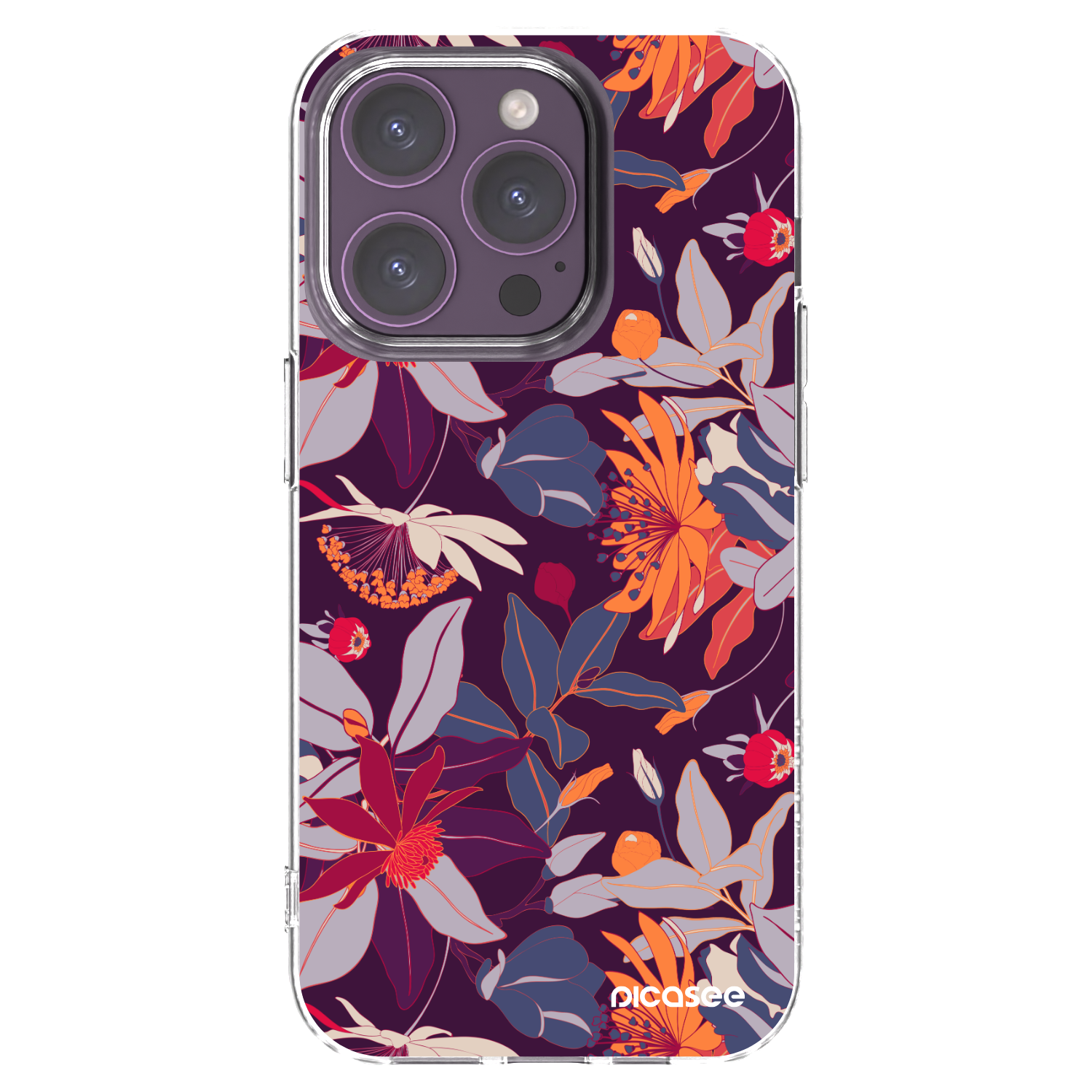 Picasee διαφανής θήκη σιλικόνης Apple iPhone 14 Pro - Purple Leaf