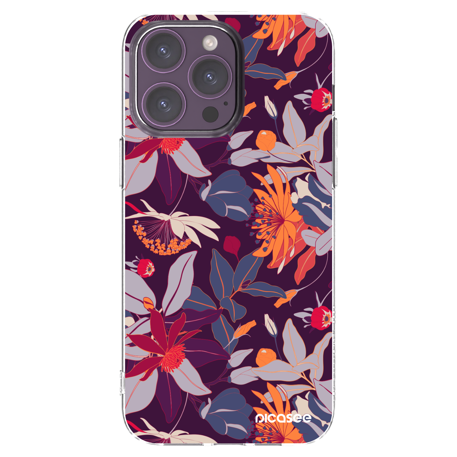 Picasee διαφανής θήκη σιλικόνης Apple iPhone 14 Pro Max - Purple Leaf