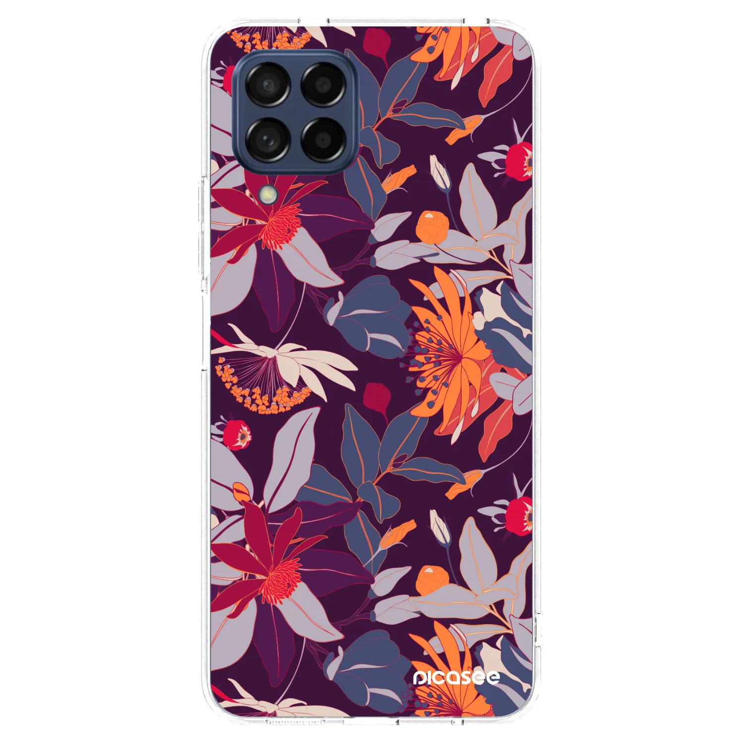 Picasee διαφανής θήκη σιλικόνης Samsung Galaxy M53 5G - Purple Leaf